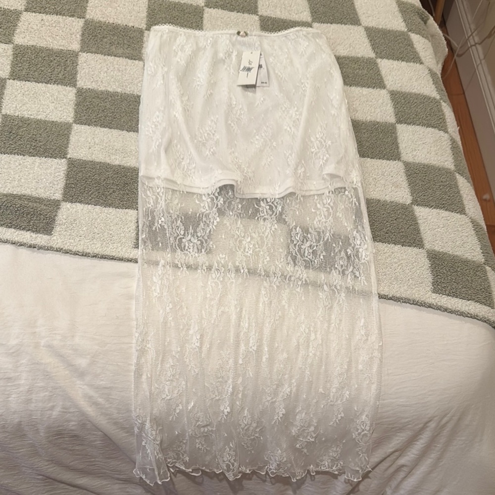 All in Favor White Lace Skirt